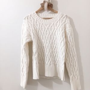 Baltic Born Ivory Cream Avoriaz Pom Cable Knit Sweater